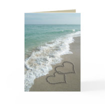 Sand Hearts on Beach Romantic Greeting Cards