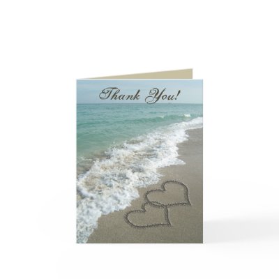 Sand Hearts on Beach, Thank You Cards