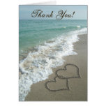 Sand Hearts on Beach, Thank You Cards cards