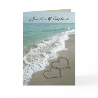 Sand Hearts on Beach w/Photo Save the Date Greeting Card