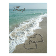 Sand Hearts on the Beach RSVP Card Postcard