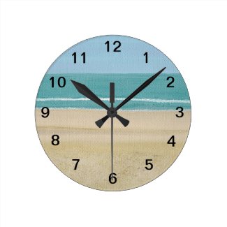 Sand Ocean Sky Waves Beach Wall Clock