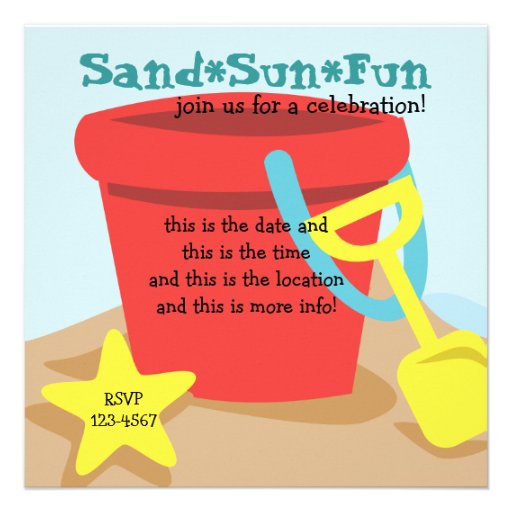 Sand Pail Personalized Invitation