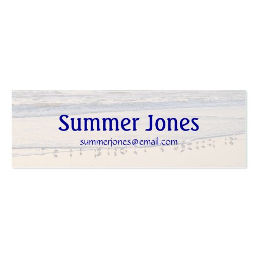 Sand Pipers nibbling breakfast in the waves Business Card Templates (back side)
