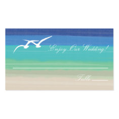 Sand, Sea and Seagulls Escort Cards Business Card