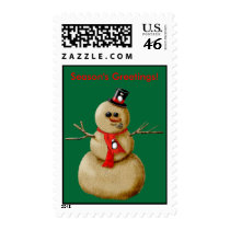 Sand Snowman "Season's Greetings!" postage by graphicdoodles Sand Snowman "Season's Greetings!" postage