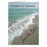 Sand Writing on the Beach, Save the Date Cards