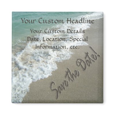 Sand Writing on the Beach, Save the Date Magnets