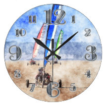 Sand Yachting Competition at Cefn Sidan Sands Wall Clock