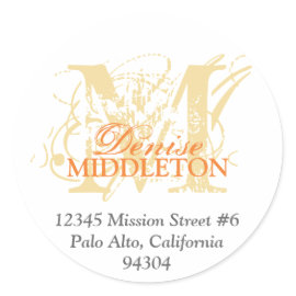 Sand yellow monogram antique grunge address label stickers