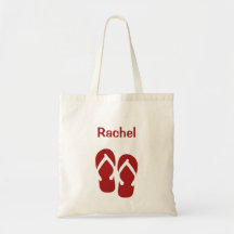 Sandals flip flop summer red custom tote bag