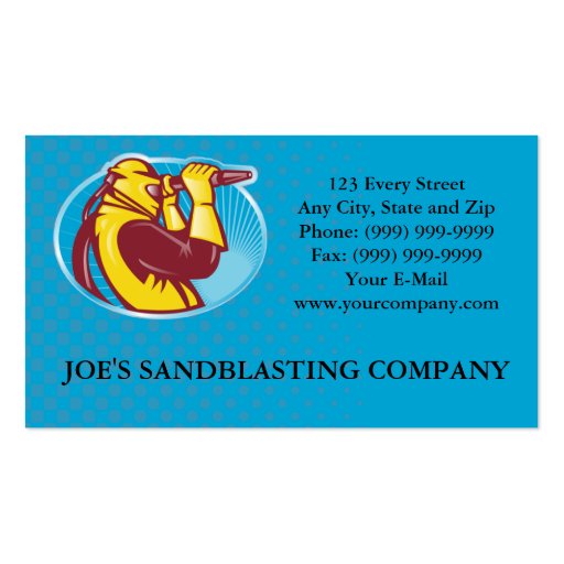 Sandblaster Sandblasting Business Card Template (front side)