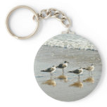 Sandpipers at the ocean's edge keychains
