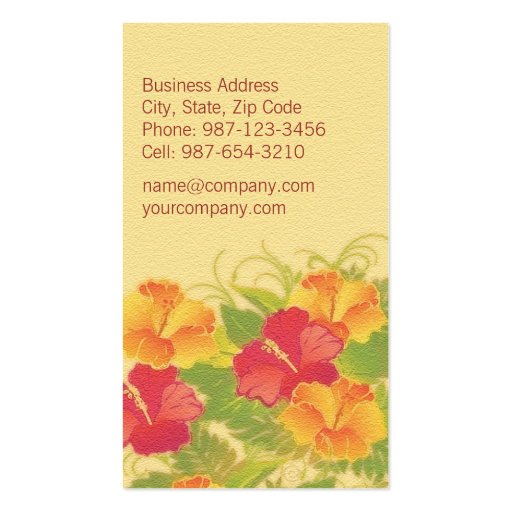 sandstone hibiscus ~ bc business cards (back side)