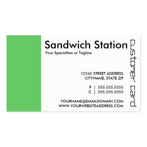 sandwich cut out punch cards business card templates (back side)