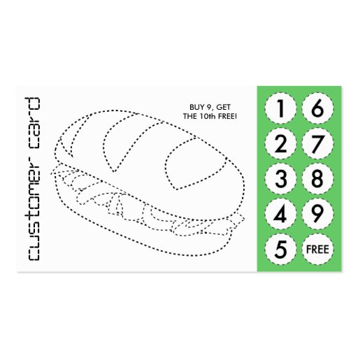 sandwich cut out punch cards business card templates (front side)