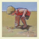 Sandy beach boy shell seeking posters