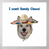 Sandy Claws Beach Dog Poster