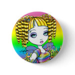 "Sandy" Cute Rainbow Fairy Mermaid Art Button