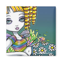"Sandy" Cute Rainbow Fairy Mermaid Art Magnet