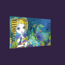 "Sandy" Rainbow Mermaid Wrapped Canvas Print canvas prints