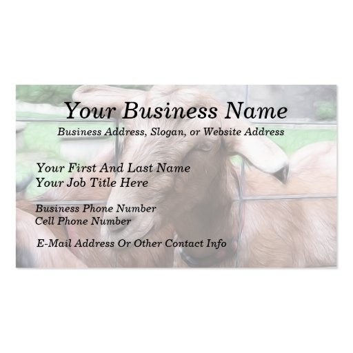 Sandy The Goat At The Gate Business Card Template (front side)