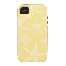 Sandy Yellow and White Starfish Pattern. iPhone 4/4S Case