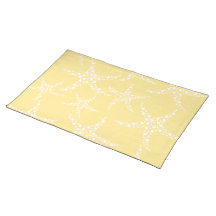 Sandy Yellow and White Starfish Pattern. Place Mats