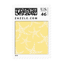 Sandy Yellow and White Starfish Pattern. Postage Stamps