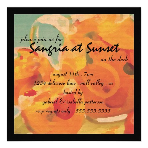 Sangria at Sunset on the Deck Party Invitation (front side)
