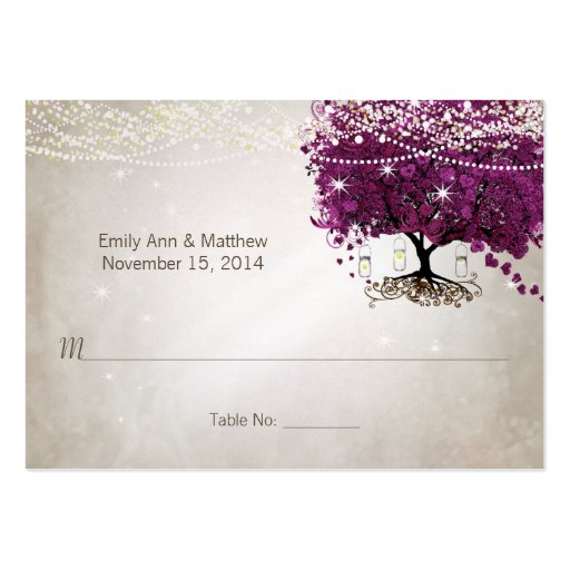 Sangria Heart Leaf Tree Table Place Cards Business Card Template (front side)