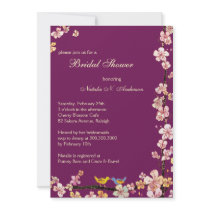 Sangria Love Birds Floral Bridal Shower Invitation