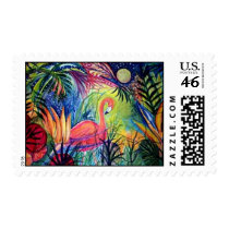 Sanibel Flamingo Midnight - Customized postage by patsarts Sanibel Flamingo Midnight - Customized postage