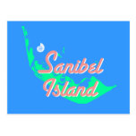Sanibel Island map outline design Postcards