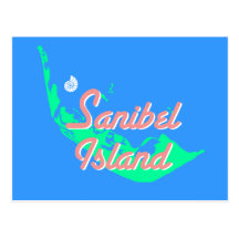 Sanibel Island map outline design Postcards