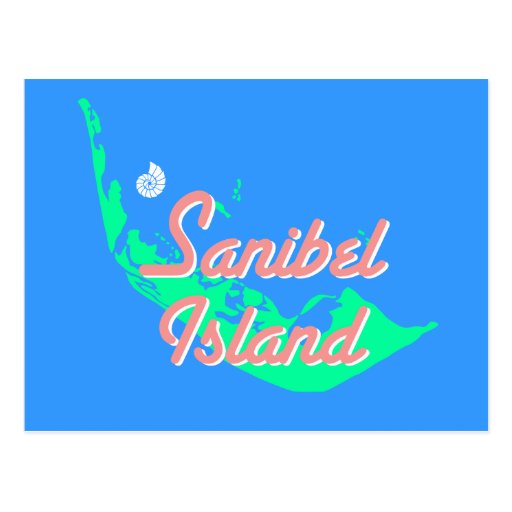 Sanibel Island map outline design Postcards