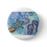 Sanidbel Sandals Watercolor Flip Flops Beach Theme Buttons