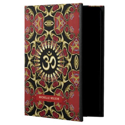 Sanskrit Om Gold + Red Baroque Custom Name iPad Air Cases