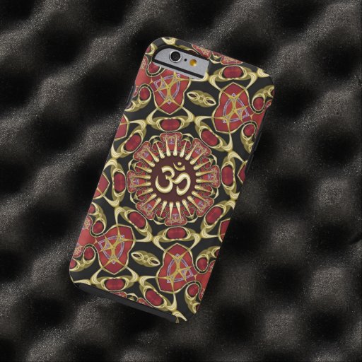Sanskrit Om Gold + Red Baroque iPhone 6 Case