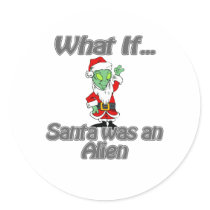 santa alien round stickers