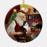 Santa and his Calico cat  (Amer.Short Hair) Christmas Tree Ornaments