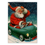 Santa and his electric car cards