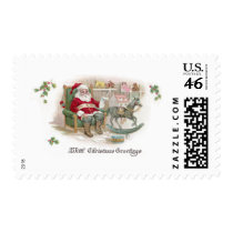 Santa and His List with Rocking Horse postage