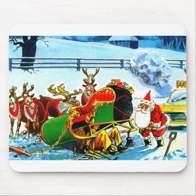 SANTA AND HIS REINDEER HELPED BY THE AA MOUSE MAT by ANGELHELEN