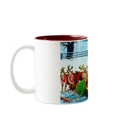 SANTA AND HIS REINDEER HELPED BY THE AA COFFEE MUGS by ANGELHELEN