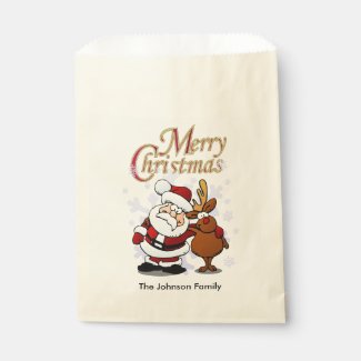 Santa and his Reindeer Pal Favor Bags