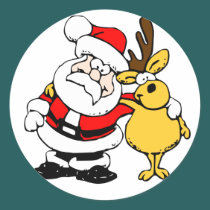 Santa and his Reindeer Sticker stickers