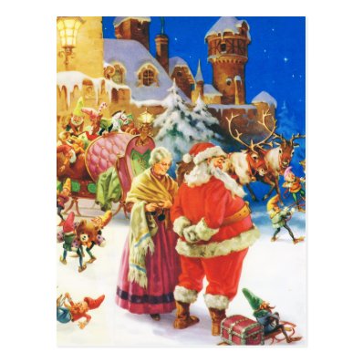 Santa and Mrs Claus, Christmas Eve,The North Pole Postcard