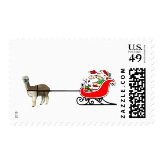 Santa And Mrs. Claus In Alpaca Sleigh Stamps