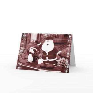 Santa and Penguin Friend Waving card